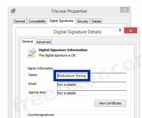 Screenshot of the Bisbeduor Fyhog certificate
